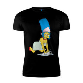Мужская футболка премиум с принтом Мардж в Екатеринбурге, 92% хлопок, 8% лайкра | приталенный силуэт, круглый вырез ворота, длина до линии бедра, короткий рукав | simpsons | мардж | симпсоны | симсоны