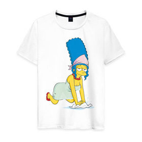 Мужская футболка хлопок с принтом Мардж в Екатеринбурге, 100% хлопок | прямой крой, круглый вырез горловины, длина до линии бедер, слегка спущенное плечо. | simpsons | мардж | симпсоны | симсоны