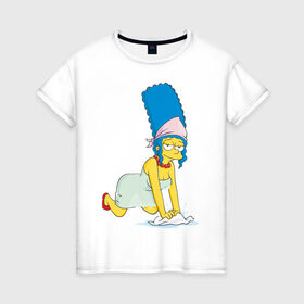 Женская футболка хлопок с принтом Мардж в Екатеринбурге, 100% хлопок | прямой крой, круглый вырез горловины, длина до линии бедер, слегка спущенное плечо | simpsons | мардж | симпсоны | симсоны