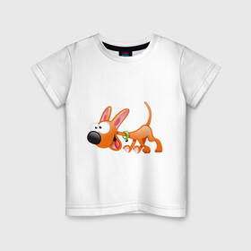 Детская футболка хлопок с принтом Cartoon dog (2) в Екатеринбурге, 100% хлопок | круглый вырез горловины, полуприлегающий силуэт, длина до линии бедер | мультяшный | песик | собака