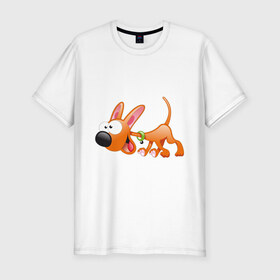 Мужская футболка премиум с принтом Cartoon dog (2) в Екатеринбурге, 92% хлопок, 8% лайкра | приталенный силуэт, круглый вырез ворота, длина до линии бедра, короткий рукав | мультяшный | песик | собака