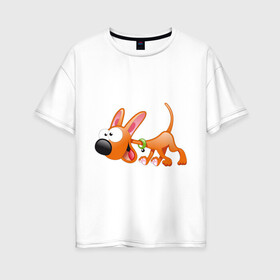 Женская футболка хлопок Oversize с принтом Cartoon dog (2) в Екатеринбурге, 100% хлопок | свободный крой, круглый ворот, спущенный рукав, длина до линии бедер
 | мультяшный | песик | собака