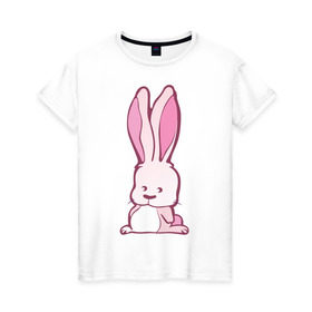 Женская футболка хлопок с принтом Sweet rabbit в Екатеринбурге, 100% хлопок | прямой крой, круглый вырез горловины, длина до линии бедер, слегка спущенное плечо | 