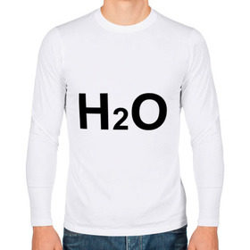 Мужской лонгслив хлопок с принтом H2O в Екатеринбурге, 100% хлопок |  | вода | наука | формула | химический | химия
