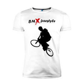 Мужская футболка премиум с принтом BMX freestyle (2) в Екатеринбурге, 92% хлопок, 8% лайкра | приталенный силуэт, круглый вырез ворота, длина до линии бедра, короткий рукав | moto gp | motokross | x fighters | мото | мотокросс | х файтерс | экстрим
