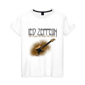 Женская футболка хлопок с принтом Led Zeppelin (2) в Екатеринбурге, 100% хлопок | прямой крой, круглый вырез горловины, длина до линии бедер, слегка спущенное плечо | heavy metal | led zepelin | metal | rock | trash metal | квартет | лед | метал | рок | рок группа | рок группы | трэш метал | хеви метал | цеппелин