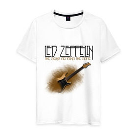 Мужская футболка хлопок с принтом Led Zeppelin (2) в Екатеринбурге, 100% хлопок | прямой крой, круглый вырез горловины, длина до линии бедер, слегка спущенное плечо. | heavy metal | led zepelin | metal | rock | trash metal | квартет | лед | метал | рок | рок группа | рок группы | трэш метал | хеви метал | цеппелин