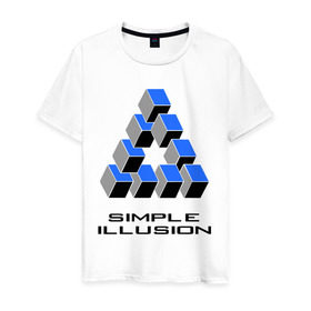 Мужская футболка хлопок с принтом Simple illusion в Екатеринбурге, 100% хлопок | прямой крой, круглый вырез горловины, длина до линии бедер, слегка спущенное плечо. | simple illusion | обман зрения | оптический обман | оптический эффект | простая иллюзия