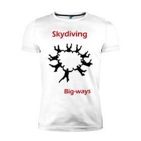 Мужская футболка премиум с принтом Skydiving в Екатеринбурге, 92% хлопок, 8% лайкра | приталенный силуэт, круглый вырез ворота, длина до линии бедра, короткий рукав | sky | skydiving | небо | парашют | парашютизм | скай | скайдайвинг