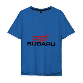 Мужская футболка хлопок Oversize с принтом Subaru STI в Екатеринбурге, 100% хлопок | свободный крой, круглый ворот, “спинка” длиннее передней части | impreza | sti | subaru | subaru impreza sti | subaru impreza wrx sti | subaru sti | subaru wrx sti | wrx | импреза | субару | субару сти