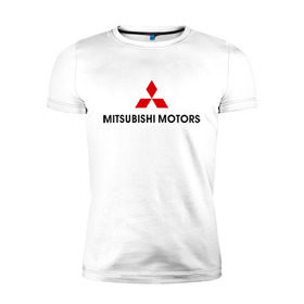 Мужская футболка премиум с принтом Mitsubishi motors в Екатеринбурге, 92% хлопок, 8% лайкра | приталенный силуэт, круглый вырез ворота, длина до линии бедра, короткий рукав | mitsubishi | mitsubishi motors | авто | автомобили | машины | митсубиси | митсубиси моторс | тачки