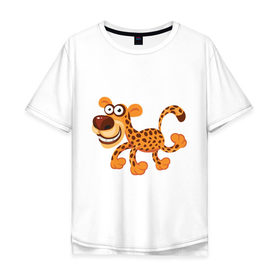 Мужская футболка хлопок Oversize с принтом Леопард smile в Екатеринбурге, 100% хлопок | свободный крой, круглый ворот, “спинка” длиннее передней части | leopard | животные | леопард | улыбка