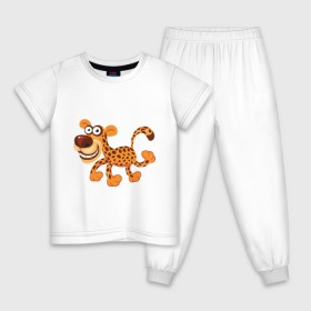 Детская пижама хлопок с принтом Леопард smile в Екатеринбурге, 100% хлопок |  брюки и футболка прямого кроя, без карманов, на брюках мягкая резинка на поясе и по низу штанин
 | leopard | животные | леопард | улыбка
