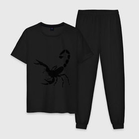 Мужская пижама хлопок с принтом Scorpion в Екатеринбурге, 100% хлопок | брюки и футболка прямого кроя, без карманов, на брюках мягкая резинка на поясе и по низу штанин
 | скорпион