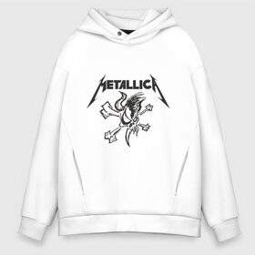 Мужское худи Oversize хлопок с принтом Metallica (8) в Екатеринбурге, френч-терри — 70% хлопок, 30% полиэстер. Мягкий теплый начес внутри —100% хлопок | боковые карманы, эластичные манжеты и нижняя кромка, капюшон на магнитной кнопке | металлика