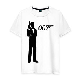 Мужская футболка хлопок с принтом 007 в Екатеринбурге, 100% хлопок | прямой крой, круглый вырез горловины, длина до линии бедер, слегка спущенное плечо. | james bond | агент 007 | бонд | джеймс бонд