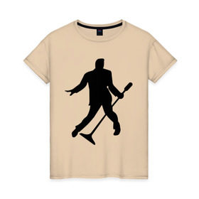 Женская футболка хлопок с принтом Elvis Presley в Екатеринбурге, 100% хлопок | прямой крой, круглый вырез горловины, длина до линии бедер, слегка спущенное плечо | 