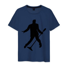 Мужская футболка хлопок с принтом Elvis Presley в Екатеринбурге, 100% хлопок | прямой крой, круглый вырез горловины, длина до линии бедер, слегка спущенное плечо. | 