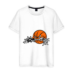 Мужская футболка хлопок с принтом Мячик в Екатеринбурге, 100% хлопок | прямой крой, круглый вырез горловины, длина до линии бедер, слегка спущенное плечо. | basketball | мяч