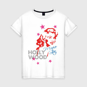 Женская футболка хлопок с принтом Hollywood star в Екатеринбурге, 100% хлопок | прямой крой, круглый вырез горловины, длина до линии бедер, слегка спущенное плечо | 
