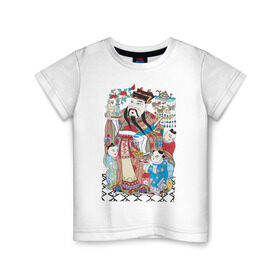 Детская футболка хлопок с принтом Китайские мотивы в Екатеринбурге, 100% хлопок | круглый вырез горловины, полуприлегающий силуэт, длина до линии бедер | древний китай | картина | китай | китайская семья | китайские мотивы