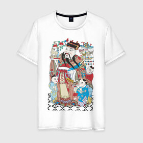 Мужская футболка хлопок с принтом Китайские мотивы в Екатеринбурге, 100% хлопок | прямой крой, круглый вырез горловины, длина до линии бедер, слегка спущенное плечо. | древний китай | картина | китай | китайская семья | китайские мотивы