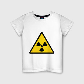Детская футболка хлопок с принтом Эмблема (5) в Екатеринбурге, 100% хлопок | круглый вырез горловины, полуприлегающий силуэт, длина до линии бедер | radiation | знак | знак радиации | предупреждение | радиация | эмблема