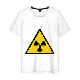 Мужская футболка хлопок с принтом Эмблема (5) в Екатеринбурге, 100% хлопок | прямой крой, круглый вырез горловины, длина до линии бедер, слегка спущенное плечо. | radiation | знак | знак радиации | предупреждение | радиация | эмблема