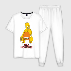 Мужская пижама хлопок с принтом Simpsons (2) в Екатеринбурге, 100% хлопок | брюки и футболка прямого кроя, без карманов, на брюках мягкая резинка на поясе и по низу штанин
 | гомер