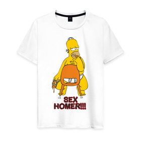 Мужская футболка хлопок с принтом Simpsons (2) в Екатеринбурге, 100% хлопок | прямой крой, круглый вырез горловины, длина до линии бедер, слегка спущенное плечо. | гомер