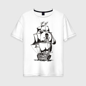 Женская футболка хлопок Oversize с принтом Pirats (4) в Екатеринбурге, 100% хлопок | свободный крой, круглый ворот, спущенный рукав, длина до линии бедер
 | пират