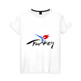 Женская футболка хлопок с принтом Turkey в Екатеринбурге, 100% хлопок | прямой крой, круглый вырез горловины, длина до линии бедер, слегка спущенное плечо | turkey | алания | анталья | белек | отдых в турции | отпуск в турции | турция