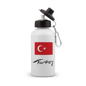 Бутылка спортивная с принтом Turkey (2) в Екатеринбурге, металл | емкость — 500 мл, в комплекте две пластиковые крышки и карабин для крепления | turkey | алания | анталья | белек | отдых в турции | отпуск в турции | турецкий флаг | турция | флаг турции