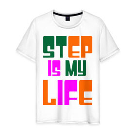 Мужская футболка хлопок с принтом DNB step (2) в Екатеринбурге, 100% хлопок | прямой крой, круглый вырез горловины, длина до линии бедер, слегка спущенное плечо. | dnb | dubstep | step | step is my life | бас | драм | жизнь | музыка | электронная музыка