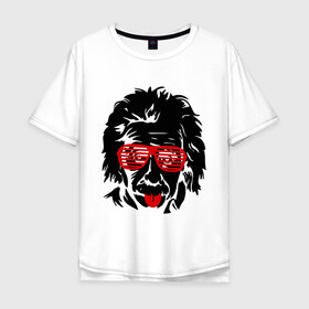 Мужская футболка хлопок Oversize с принтом Einstein (2) в Екатеринбурге, 100% хлопок | свободный крой, круглый ворот, “спинка” длиннее передней части | club | einstein | жалюзи | клуб | очки жалюзи | портрет | эйнштейн