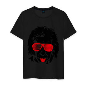 Мужская футболка хлопок с принтом Einstein (2) в Екатеринбурге, 100% хлопок | прямой крой, круглый вырез горловины, длина до линии бедер, слегка спущенное плечо. | club | einstein | жалюзи | клуб | очки жалюзи | портрет | эйнштейн