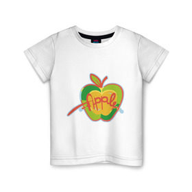 Детская футболка хлопок с принтом Apple (3) в Екатеринбурге, 100% хлопок | круглый вырез горловины, полуприлегающий силуэт, длина до линии бедер | apple | яблоко | яблочко