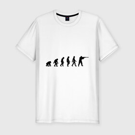 Мужская футболка премиум с принтом Hunter evolution в Екатеринбурге, 92% хлопок, 8% лайкра | приталенный силуэт, круглый вырез ворота, длина до линии бедра, короткий рукав | 
