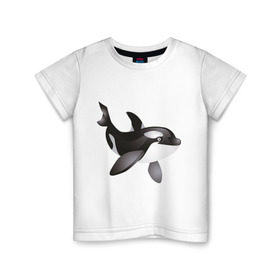 Детская футболка хлопок с принтом Дельфинчик в Екатеринбурге, 100% хлопок | круглый вырез горловины, полуприлегающий силуэт, длина до линии бедер | дельфин | дельфинчик