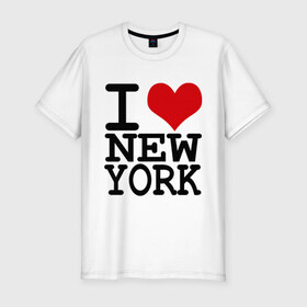 Мужская футболка премиум с принтом I love New York (NY) в Екатеринбурге, 92% хлопок, 8% лайкра | приталенный силуэт, круглый вырез ворота, длина до линии бедра, короткий рукав | america | i love | new york | америка | люблю | нью йорк | я