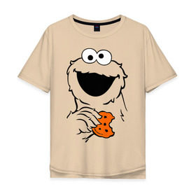 Мужская футболка хлопок Oversize с принтом Cookie monsters - с печеньем в Екатеринбурге, 100% хлопок | свободный крой, круглый ворот, “спинка” длиннее передней части | cookie monster | куки монстр | сезам | улица сезам