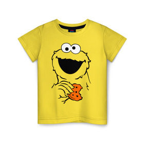 Детская футболка хлопок с принтом Cookie monsters - с печеньем в Екатеринбурге, 100% хлопок | круглый вырез горловины, полуприлегающий силуэт, длина до линии бедер | cookie monster | куки монстр | сезам | улица сезам