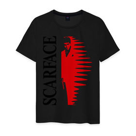 Мужская футболка хлопок с принтом Аль Пачино - Scarface (black) в Екатеринбурге, 100% хлопок | прямой крой, круглый вырез горловины, длина до линии бедер, слегка спущенное плечо. | scarface | аль | лицо со шрамом | пачино