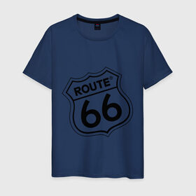 Мужская футболка хлопок с принтом Route 66 (3) в Екатеринбурге, 100% хлопок | прямой крой, круглый вырез горловины, длина до линии бедер, слегка спущенное плечо. | 66 | route 66 | авто | автомобиль | главная дорога сшаroute | машины | тачки
