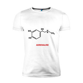 Мужская футболка премиум с принтом Адреналин в Екатеринбурге, 92% хлопок, 8% лайкра | приталенный силуэт, круглый вырез ворота, длина до линии бедра, короткий рукав | adrenaline | адреналин | формула | химическая формула | химия