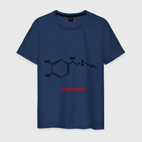 Мужская футболка хлопок с принтом Адреналин в Екатеринбурге, 100% хлопок | прямой крой, круглый вырез горловины, длина до линии бедер, слегка спущенное плечо. | adrenaline | адреналин | формула | химическая формула | химия