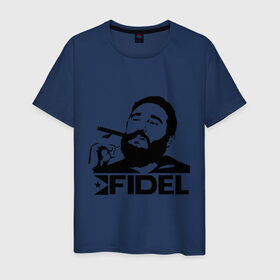 Мужская футболка хлопок с принтом Фидель Кастро в Екатеринбурге, 100% хлопок | прямой крой, круглый вырез горловины, длина до линии бедер, слегка спущенное плечо. | кастро | куба | лидер | предводитель | свобода | фидель