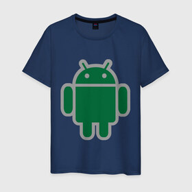 Мужская футболка хлопок с принтом Андроид в Екатеринбурге, 100% хлопок | прямой крой, круглый вырез горловины, длина до линии бедер, слегка спущенное плечо. | android | logo | андройд | логотип