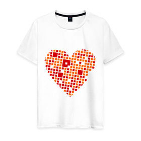 Мужская футболка хлопок с принтом Сердце из квадратиков в Екатеринбурге, 100% хлопок | прямой крой, круглый вырез горловины, длина до линии бедер, слегка спущенное плечо. | квадрат | квадратики | сердечко | сердце