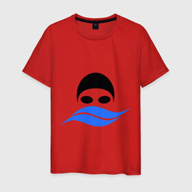 Мужская футболка хлопок с принтом Плавание в Екатеринбурге, 100% хлопок | прямой крой, круглый вырез горловины, длина до линии бедер, слегка спущенное плечо. | плавание | плавательная шапка | плавец